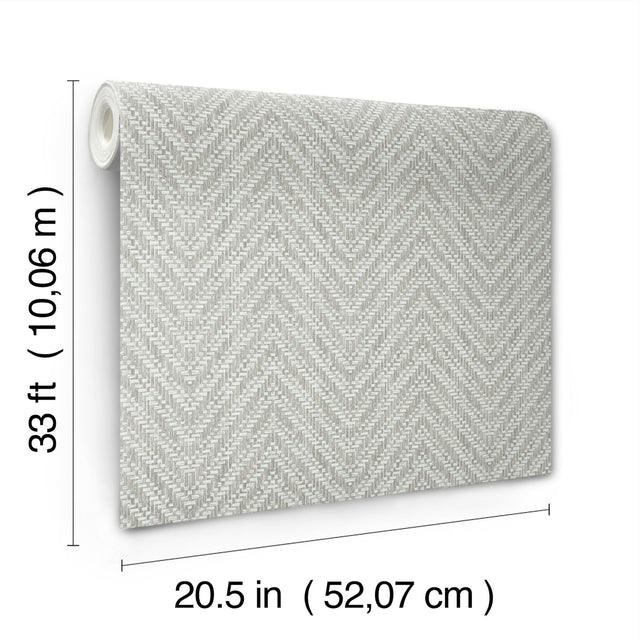 Glynn Sterling Chevron Wallpaper with Textured Raised Ink Chevron Pattern - A-Street Prints 4122-27042
