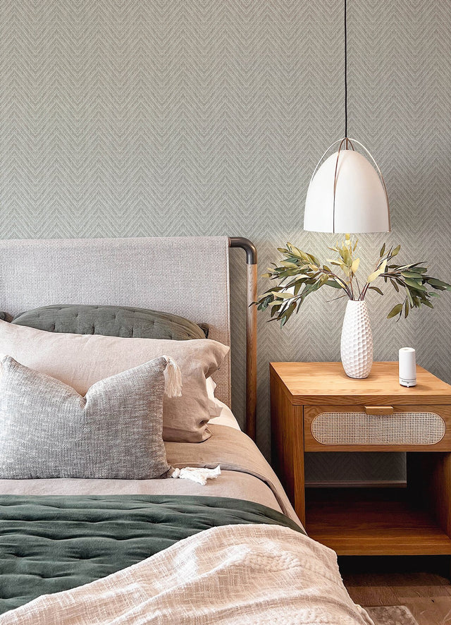 Glynn Sterling Chevron Wallpaper with Textured Raised Ink Chevron Pattern - A-Street Prints 4122-27042