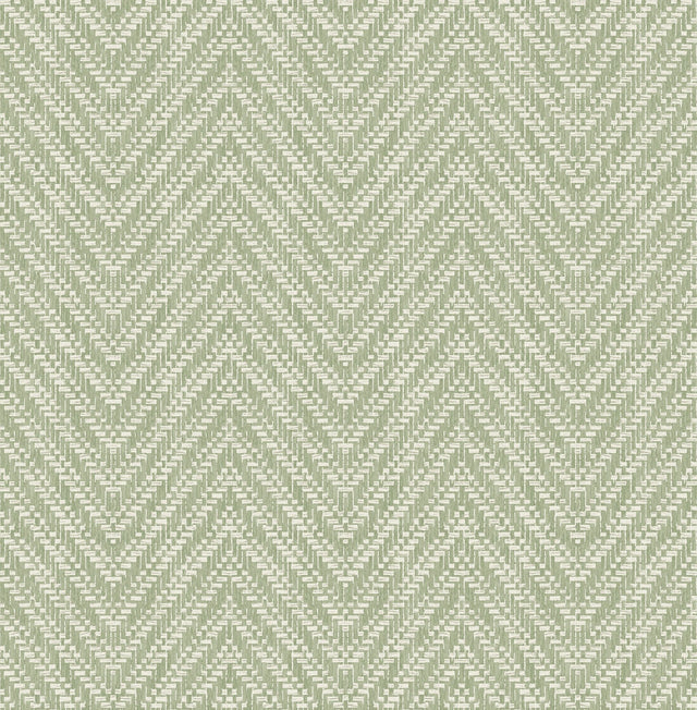 Glynn Green Chevron Wallpaper with Textured Raised Ink Modern Graphics - A?Street Prints 4122-27043