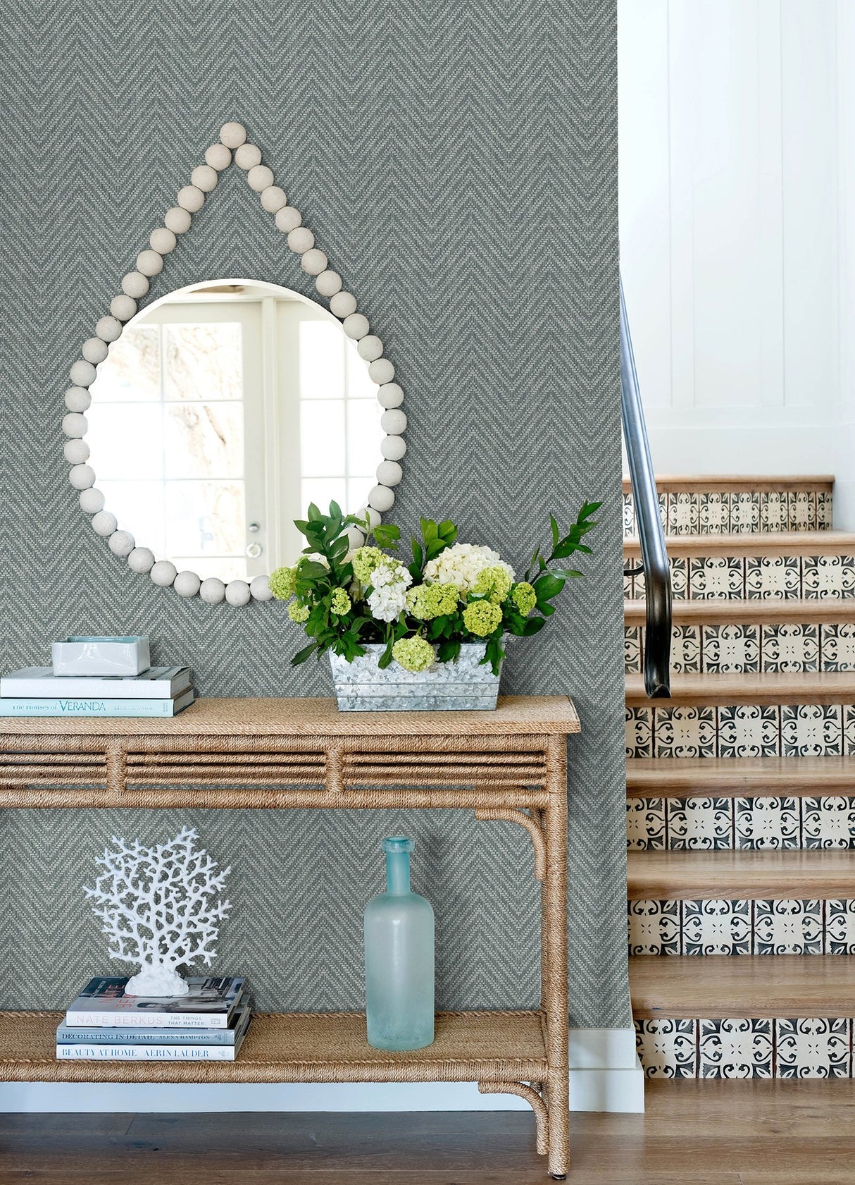 Glynn Denim Chevron Wallpaper with Raised Ink Modern Graphic Chevron - A-Street Prints 4122-27044