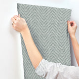 Glynn Denim Chevron Wallpaper with Raised Ink Modern Graphic Chevron - A-Street Prints 4122-27044