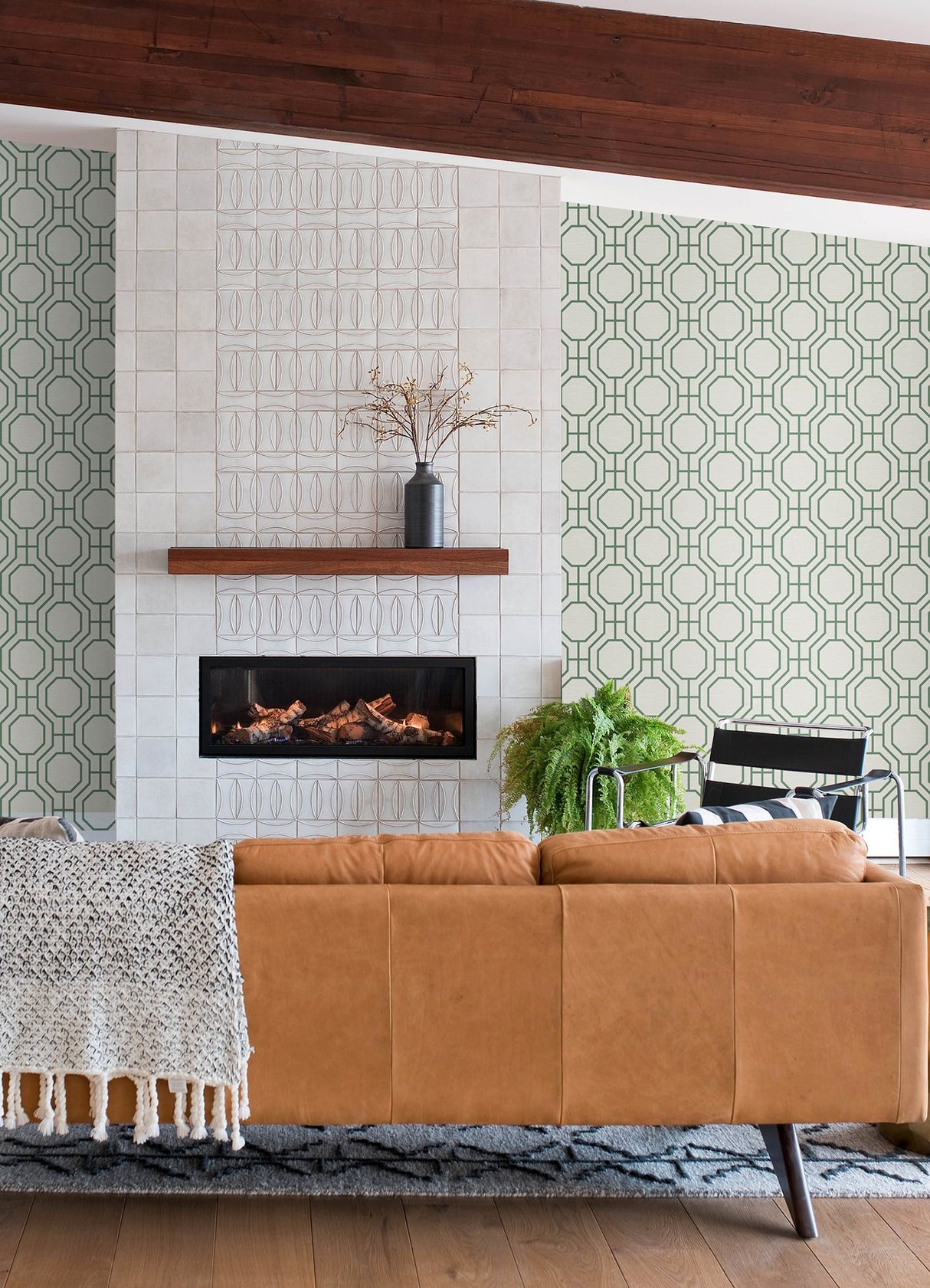 Manor Green Geometric Trellis Wallpaper with Modern Graphics Trellis Pattern - A-Street Prints 4122-27047