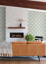 Manor Green Geometric Trellis Wallpaper with Modern Graphics Trellis Pattern - A-Street Prints 4122-27047