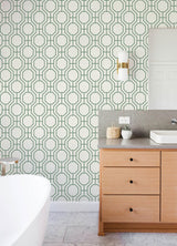 Manor Green Geometric Trellis Wallpaper with Modern Graphics Trellis Pattern - A-Street Prints 4122-27047