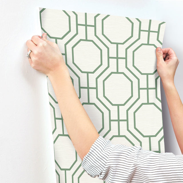 Manor Green Geometric Trellis Wallpaper with Modern Graphics Trellis Pattern - A-Street Prints 4122-27047
