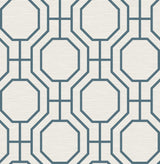 Manor Blue Geometric Trellis Wallpaper with Modern Octagonal Grid - A-Street Prints 4122-27048