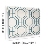 Manor Blue Geometric Trellis Wallpaper with Modern Octagonal Grid - A-Street Prints 4122-27048