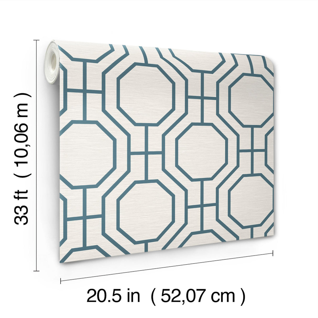 Manor Blue Geometric Trellis Wallpaper with Modern Octagonal Grid - A-Street Prints 4122-27048