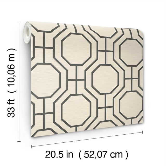 Manor Black Geometric Trellis Wallpaper with Modern Graphics Pattern - A-Street Prints 4122-27049