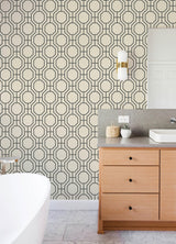 Manor Black Geometric Trellis Wallpaper with Modern Graphics Pattern - A-Street Prints 4122-27049