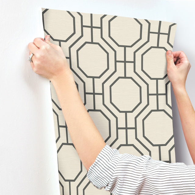 Manor Black Geometric Trellis Wallpaper with Modern Graphics Pattern - A-Street Prints 4122-27049