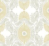 Villa Light Yellow Embellished Ogee Wallpaper with Bohemian Graphic Ogee Pattern - A-Street Prints 4122-72400