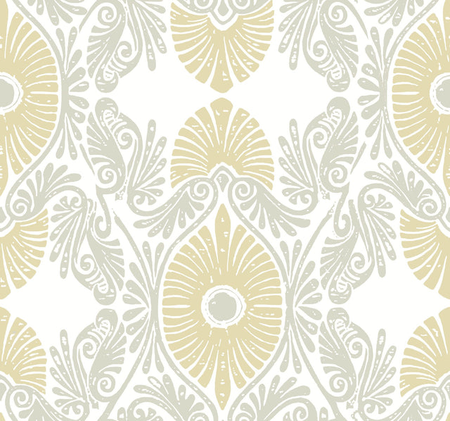 Villa Light Yellow Embellished Ogee Wallpaper with Bohemian Graphic Ogee Pattern - A-Street Prints 4122-72400