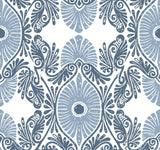Villa Blue Embellished Ogee Wallpaper with Bohemian Ogee Pattern - A-Street Prints 4122-72401