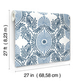 Villa Blue Embellished Ogee Wallpaper with Bohemian Ogee Pattern - A-Street Prints 4122-72401