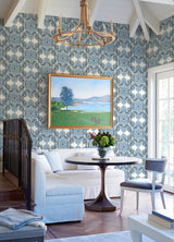Villa Blue Embellished Ogee Wallpaper with Bohemian Ogee Pattern - A-Street Prints 4122-72401