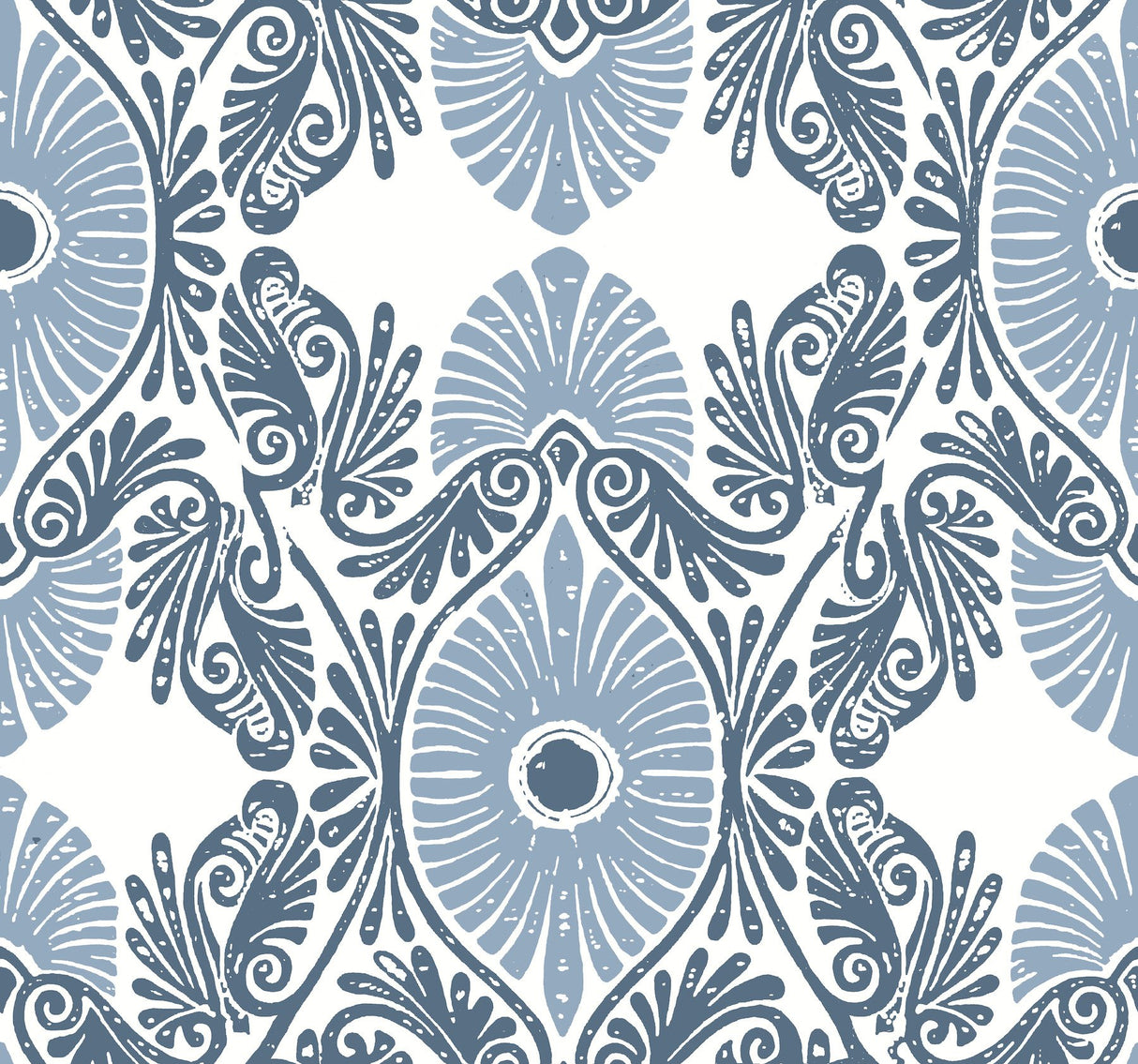Villa Blue Embellished Ogee Wallpaper with Bohemian Ogee Pattern - A-Street Prints 4122-72401