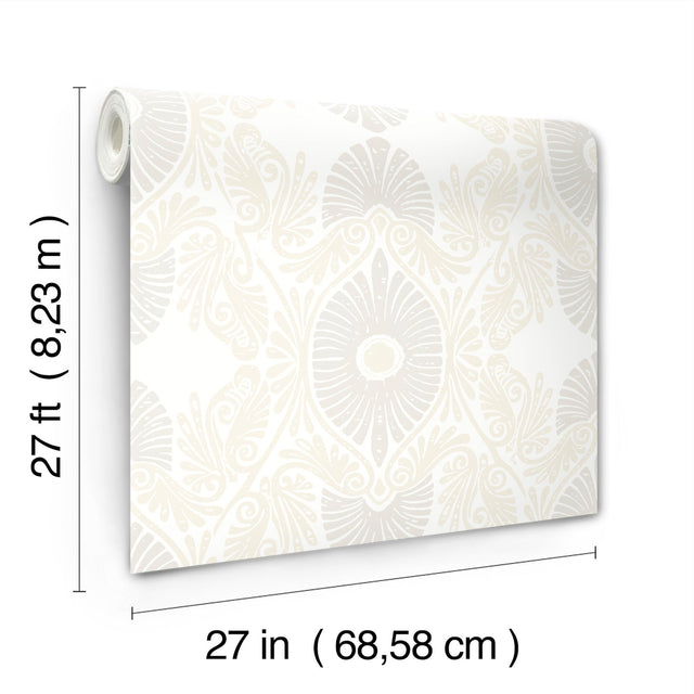 Villa Bone Embellished Ogee Wallpaper with Bohemian Graphics Pattern - A-Street Prints 4122-72402