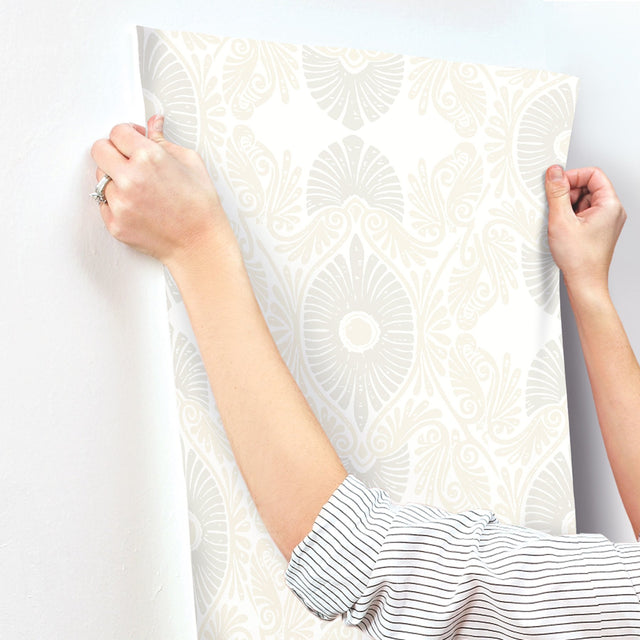 Villa Bone Embellished Ogee Wallpaper with Bohemian Graphics Pattern - A-Street Prints 4122-72402