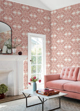 Villa Raspberry Embellished Ogee Wallpaper with Bohemian Graphics Ogee Pattern - A-Street Prints 4122-72403