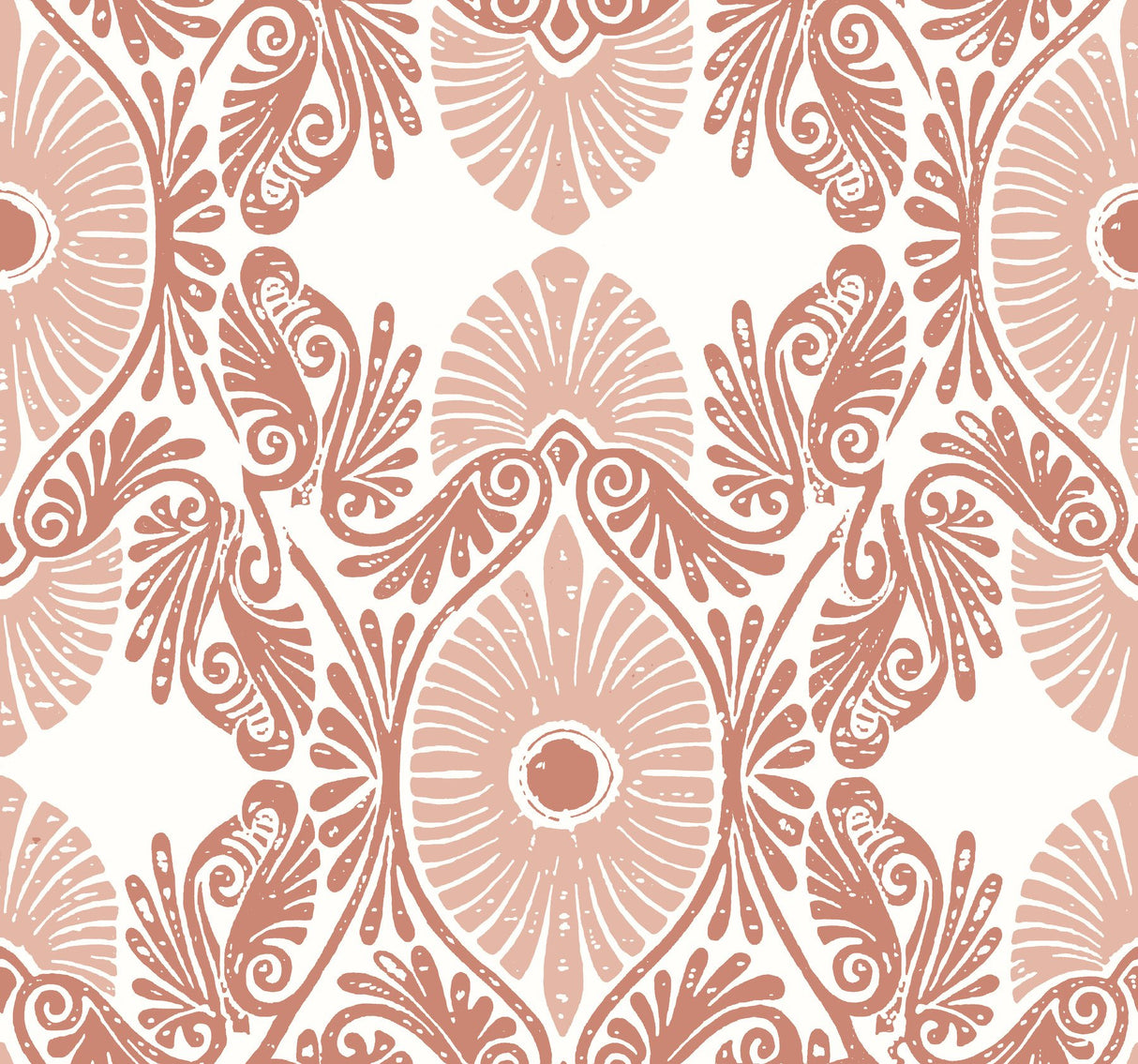Villa Raspberry Embellished Ogee Wallpaper with Bohemian Graphics Ogee Pattern - A-Street Prints 4122-72403