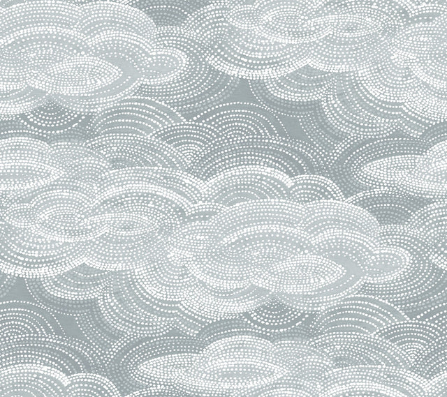 Vision Slate Stipple Clouds Blue Non Woven Wallpaper with Bohemian Graphics Pattern - A-Street Prints 4122-72404