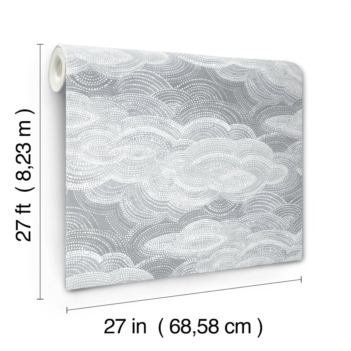 Vision Slate Stipple Clouds Blue Non Woven Wallpaper with Bohemian Graphics Pattern - A-Street Prints 4122-72404