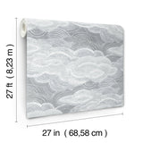 Vision Slate Stipple Clouds Blue Non Woven Wallpaper with Bohemian Graphics Pattern - A-Street Prints 4122-72404