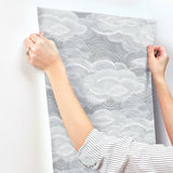 Vision Slate Stipple Clouds Blue Non Woven Wallpaper with Bohemian Graphics Pattern - A-Street Prints 4122-72404