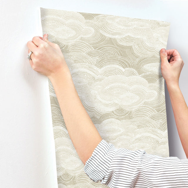 Vision Pearl Stipple Clouds Wallpaper with Metallic Pearlescent Cloud Dot Motif - A-Street Prints 4122-72405