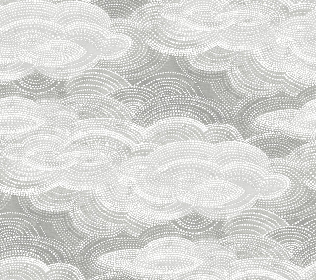 Vision Grey Stipple Clouds Wallpaper with Graphic Cloud Motif - A-Street Prints 4122-72406