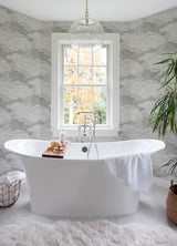 Vision Grey Stipple Clouds Wallpaper with Graphic Cloud Motif - A-Street Prints 4122-72406