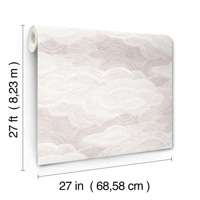 Vision Lavender Stipple Clouds Wallpaper with Bohemian Graphic Cloud Pattern - A-Street Prints 4122-72407