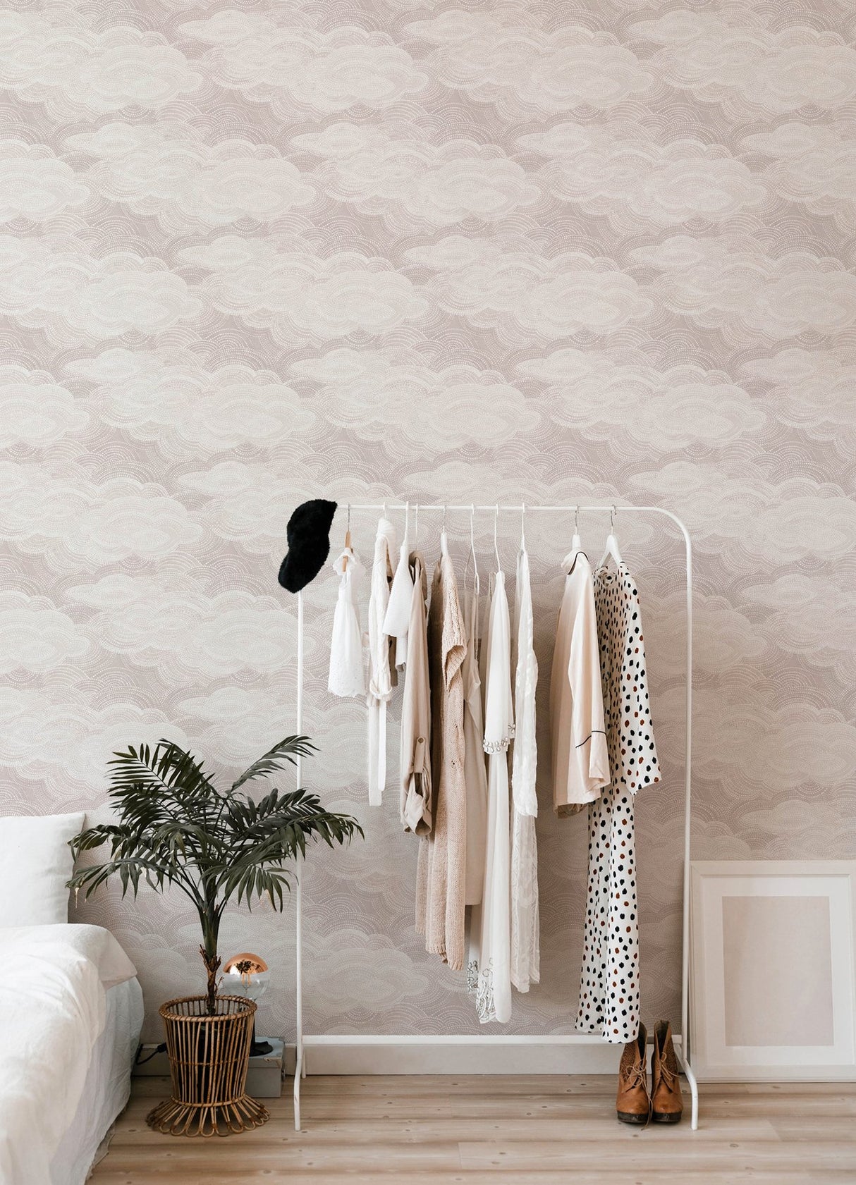 Vision Lavender Stipple Clouds Wallpaper with Bohemian Graphic Cloud Pattern - A-Street Prints 4122-72407