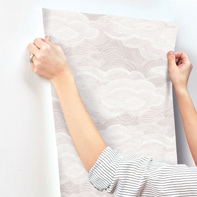 Vision Lavender Stipple Clouds Wallpaper with Bohemian Graphic Cloud Pattern - A-Street Prints 4122-72407