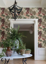 Medellin Neutral Rainforest Floor Wallpaper with Botanical Bohemian Motif - Brewster 4122-72408
