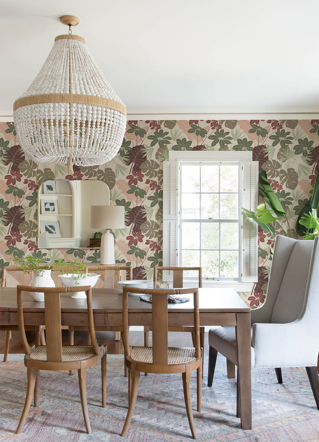 Medellin Neutral Rainforest Floor Wallpaper with Botanical Bohemian Motif - Brewster 4122-72408
