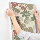 Medellin Neutral Rainforest Floor Wallpaper with Botanical Bohemian Motif - Brewster 4122-72408