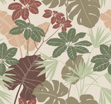 Medellin Neutral Rainforest Floor Wallpaper with Botanical Bohemian Motif - Brewster 4122-72408
