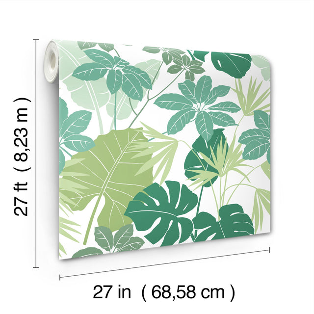 Medellin Green Rainforest Floor Wallpaper with Botanical Bohemian Motif - A-Street Prints 4122-72409