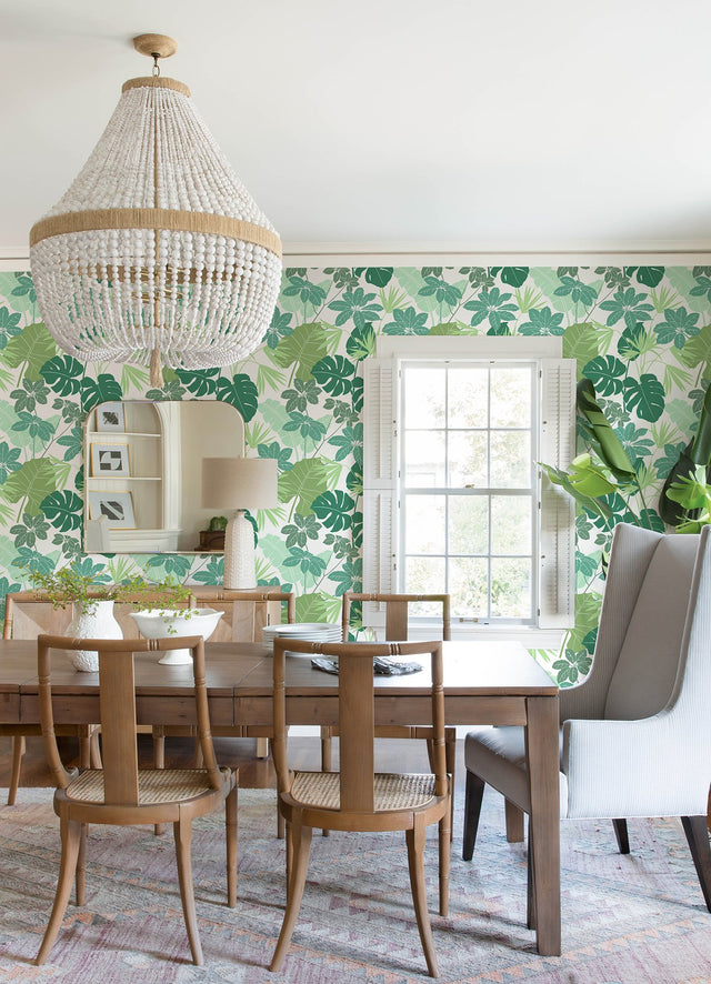 Medellin Green Rainforest Floor Wallpaper with Botanical Bohemian Motif - A-Street Prints 4122-72409