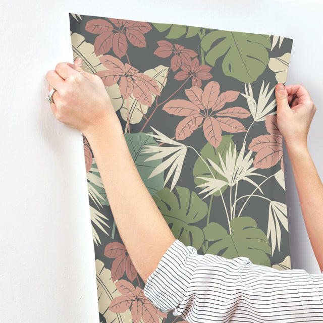 Medellin Black Rainforest Floor Botanical Non Woven Wallpaper - A-Street Prints 4122-72410