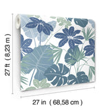 Medellin Blue Rainforest Floor Wallpaper with Botanical Bohemian Pattern - Brewster 4122-72411