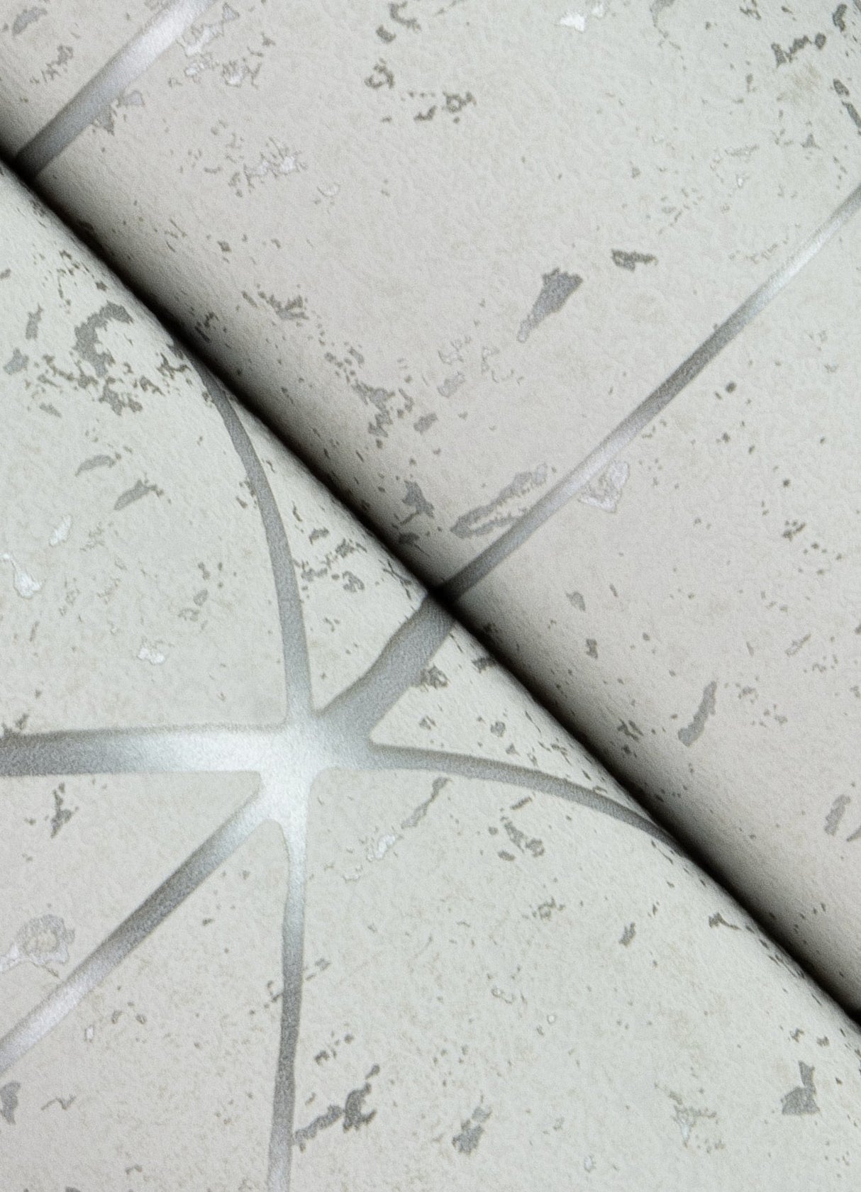 Hayden White Concrete Trellis Wallpaper with Metallic Geometric Textured Pattern - Brewster 4125-26700
