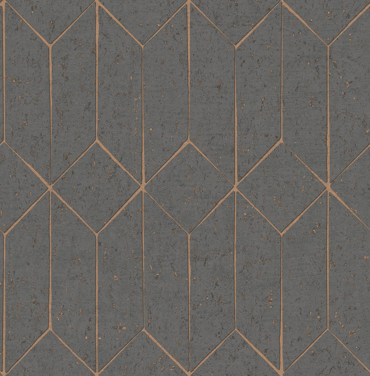 Hayden Charcoal Concrete Trellis Wallpaper with Metallic Geometric Texture - Advantage 4125-26701