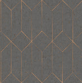 Hayden Charcoal Concrete Trellis Wallpaper with Metallic Geometric Texture - Advantage 4125-26701