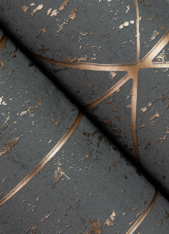 Hayden Charcoal Concrete Trellis Wallpaper with Metallic Geometric Texture - Advantage 4125-26701