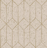 Hayden Bone Concrete Trellis Wallpaper with Metallic Textured Geometric Motif - Brewster 4125-26702