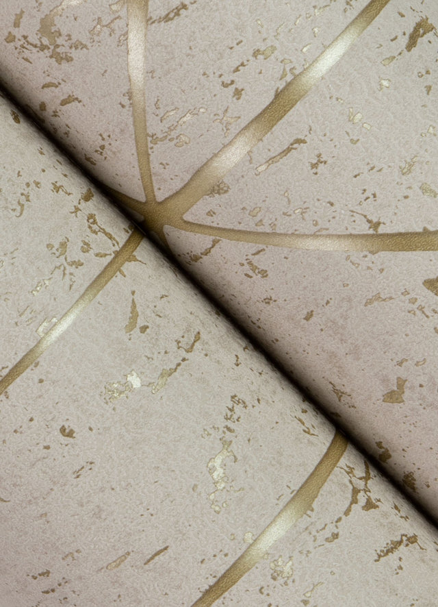 Hayden Bone Concrete Trellis Wallpaper with Metallic Textured Geometric Motif - Brewster 4125-26702