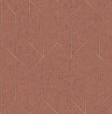 Hayden Raspberry Concrete Trellis Wallpaper with Metallic Geometric Pattern - Advantage 4125-26703